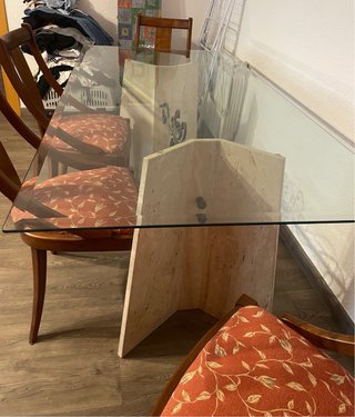 Mesa de comedor cristal y madera