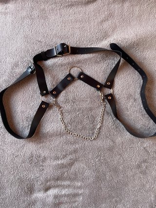 Conjunto arnés y boxer cuero y malla para hombre