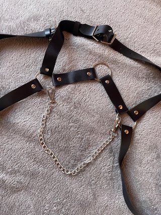 Conjunto arnés y boxer cuero y malla para hombre