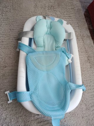 Bañera Plegable Bebé Azul y Blanca