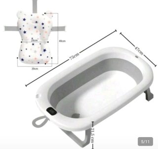 Bañera Plegable Bebé Azul y Blanca