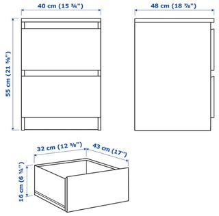 Mesita de noche IKEA MALM 2 cajones