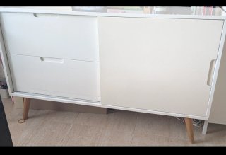 Mueble de salón moderno blanco lacado brillo 1,30