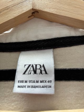 Polo Zara rayas beige y negro talla M