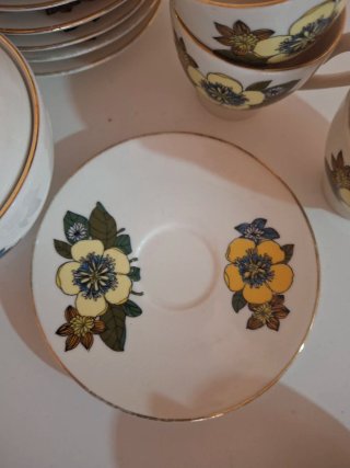 Servizio caffè vintage anni 70 fiori