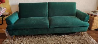 Divano letto verde in velluto