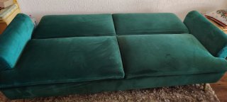 Divano letto verde in velluto