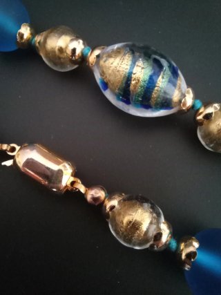 Collar Murano Azul y Dorado