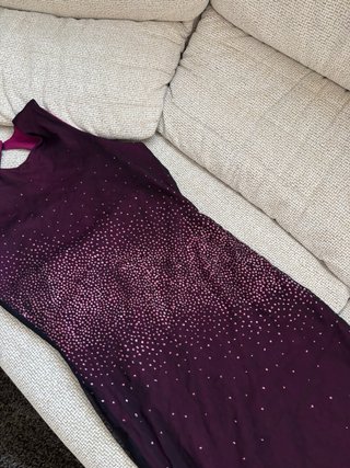Vestido River Island Asimétrico pedredría morado
