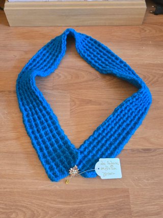 Bufanda tejida a mano Waffel azul turquesa