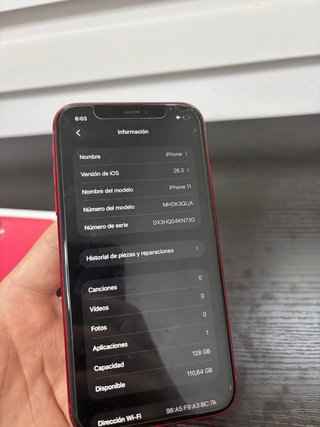 iPhone 11 Rojo 128GB Batería 78%