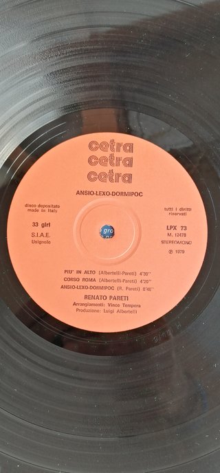 Vinile 33 Giri Renato Pareti - Ansio.lexo.dormipoc