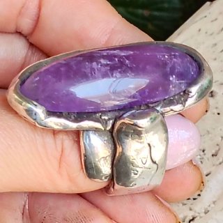 Anillo Plata Amatista Natural