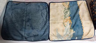 2 Cojines Decorativos Beige y Azul