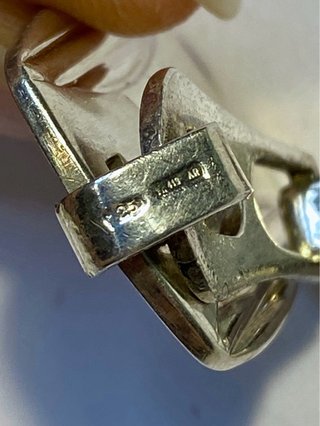 Portachiavi art déco in argento 925 con incisione