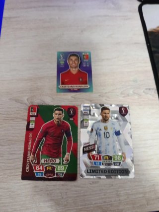 Pack 3 Cromos Qatar 2022: Messi y Ronaldo
