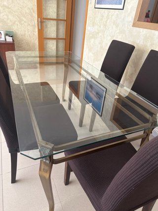 Mesa de cristal con patas doradas calidad superior