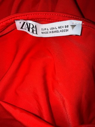Vestido Zara Rojo Drapeado Asimétrico Talla L