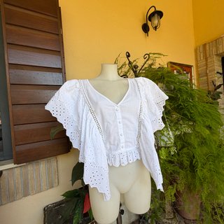 Guess Top Corto Bianco Ricamato