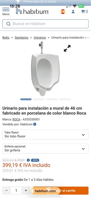 Urinario de pared Roca
