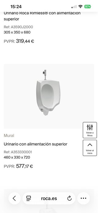 Urinario de pared Roca