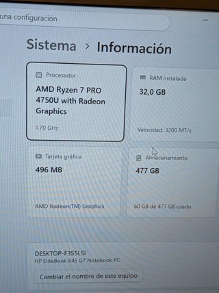 HP Elitebook 845 G7 Ryzen 7 Pro 32GB 512GB SSD
