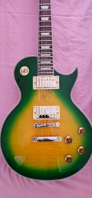 Vintage V100 30th Anniversary Greenburst Guitarra