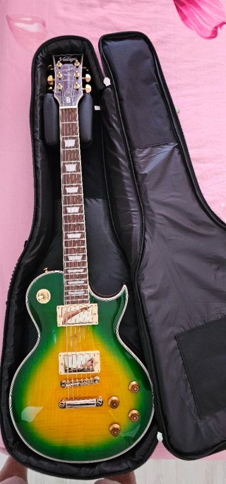 Vintage V100 30th Anniversary Greenburst Guitarra