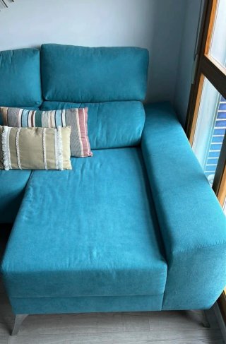 Ocasión Sofá chaise longue 2.80m turquesa