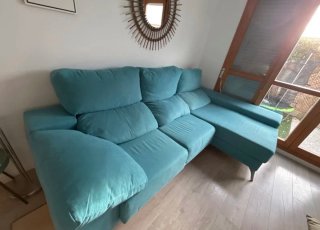 Ocasión Sofá chaise longue 2.80m turquesa