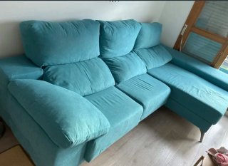 Ocasión Sofá chaise longue 2.80m turquesa