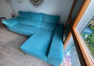 Ocasión Sofá chaise longue 2.80m turquesa