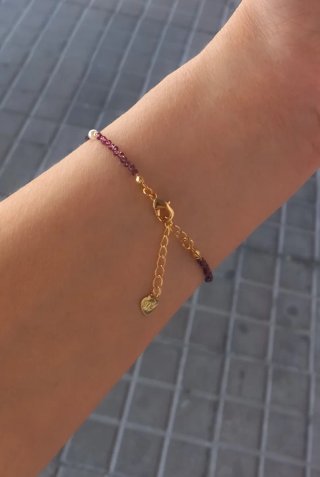 Pulsera de cristal facetado y perlas naturales