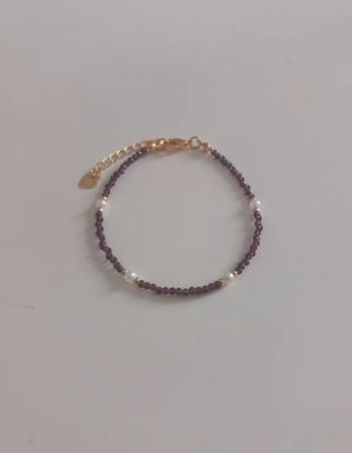 Pulsera de cristal facetado y perlas naturales