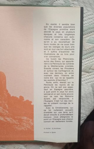 Libro L'Espagne Primitive en Francés 1975.