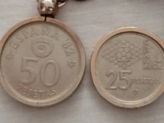 Llavero monedas pesetas Mundial 82