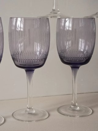 Copas vintage cristal grabado morado
