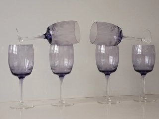 Copas vintage cristal grabado morado