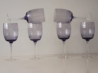 Copas vintage cristal grabado morado