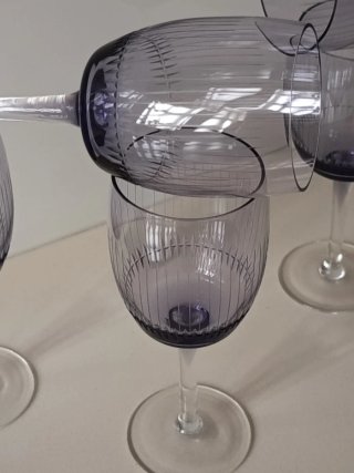 Copas vintage cristal grabado morado