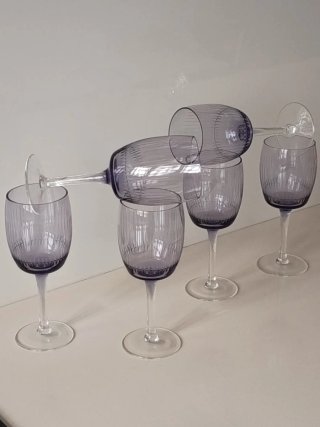 Copas vintage cristal grabado morado