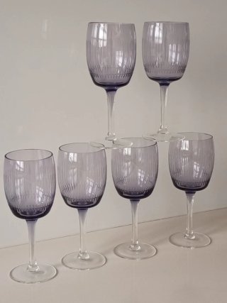 Copas vintage cristal grabado morado