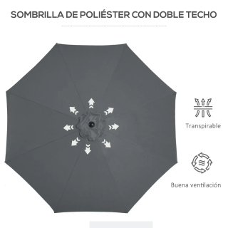Sombrilla Jardín Ø295x250 cm con Manivela