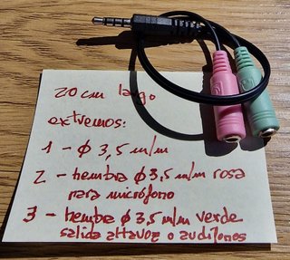 Cables Jack 3.5 y 2 mm_USB_USB Mini_Jack rosaverde