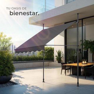 Toldo plegable para balcón con manivela 150x120x211 - 304 cm, negro