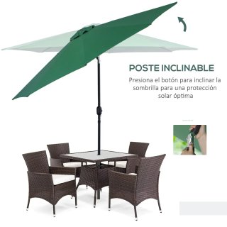 Sombrilla Jardín Ø295x250 cm con Manivela