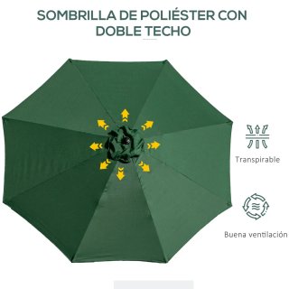 Sombrilla Jardín Ø295x250 cm con Manivela