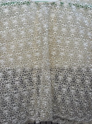 Blusa de fiesta encaje beige/blanco talla única