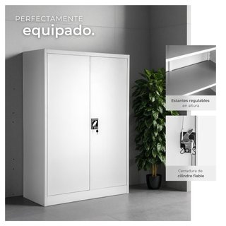 Armario archivador de acero y 4 alturas regulables 140x90x40 cm gris