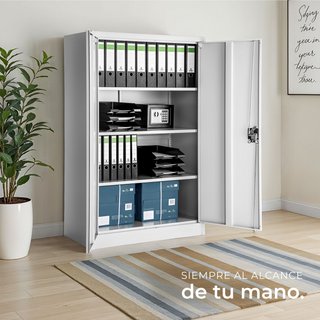 Armario archivador de acero y 4 alturas regulables 140x90x40 cm gris